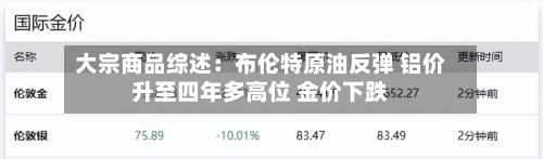 大宗商品综述：布伦特原油反弹 铝价升至四年多高位 金价下跌